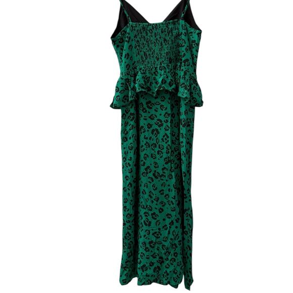 Suboo Leopard Lights Gathered Split Midi Dress Green Size Medium - Picture 6 of 13